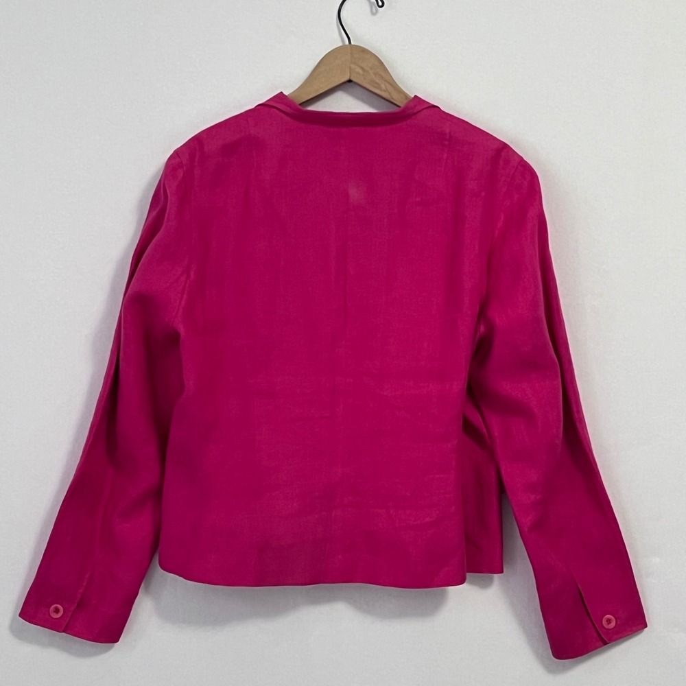 Talbots Blazer Womens 12 Fuschia Pink Irish Linen Colorful Jacket Wedding Summer - Picture 2 of 16